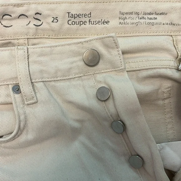 COS Tapered High Rise Jeans in Cream - Picture 2 of 7